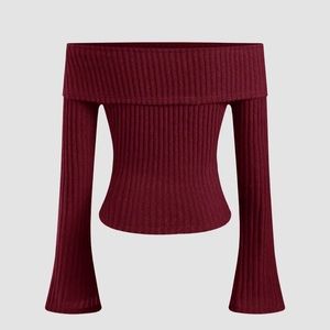 Cider | Off-Shoulder Solid Long Sleeve Top